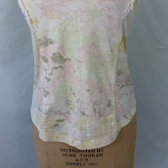 Pilco Anthropologie Light Yellow Floral Tank Puff Sleeve Detail Size XS - Picture 5 of 12